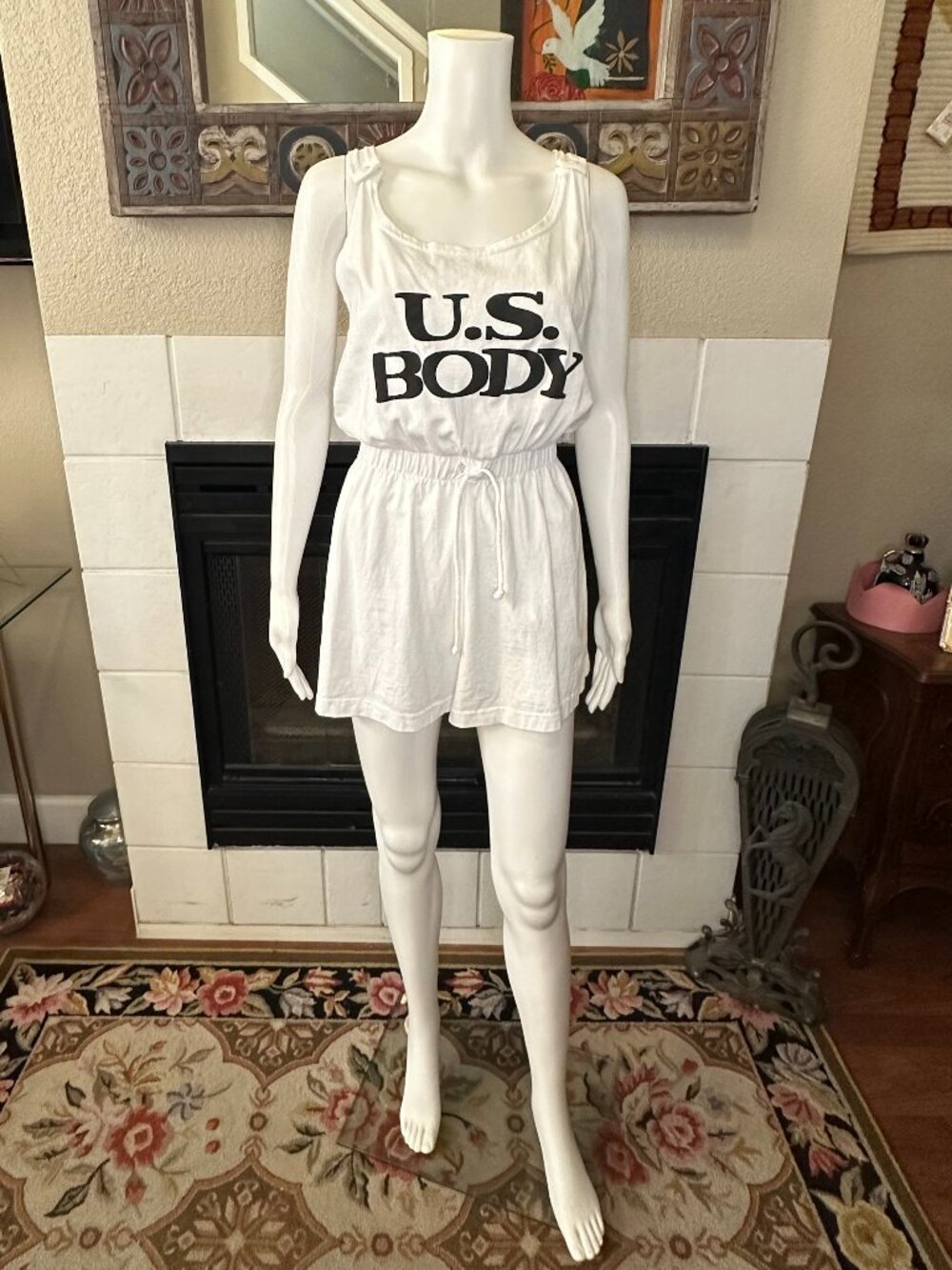 White Sleeveless Romper U.S. Body Medium 100% Cotton